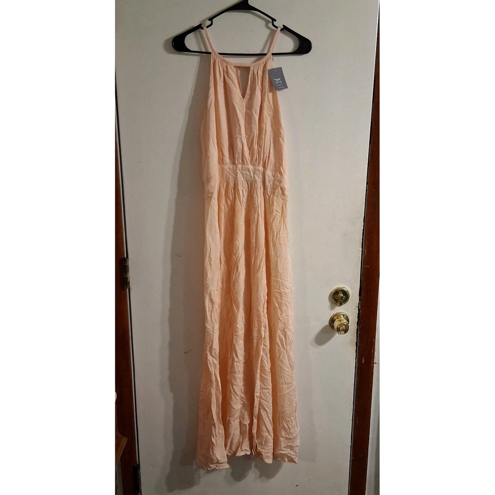 NWT Gaya Dress Peachy Pink L Grecian‎ Style $100 Halter Maxi